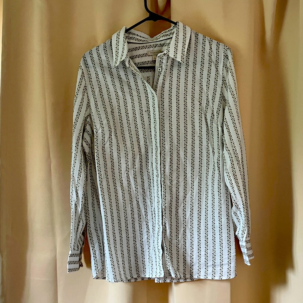 Talbots Olive Floral Blouse